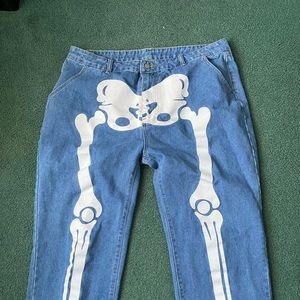 Bone print jeans
